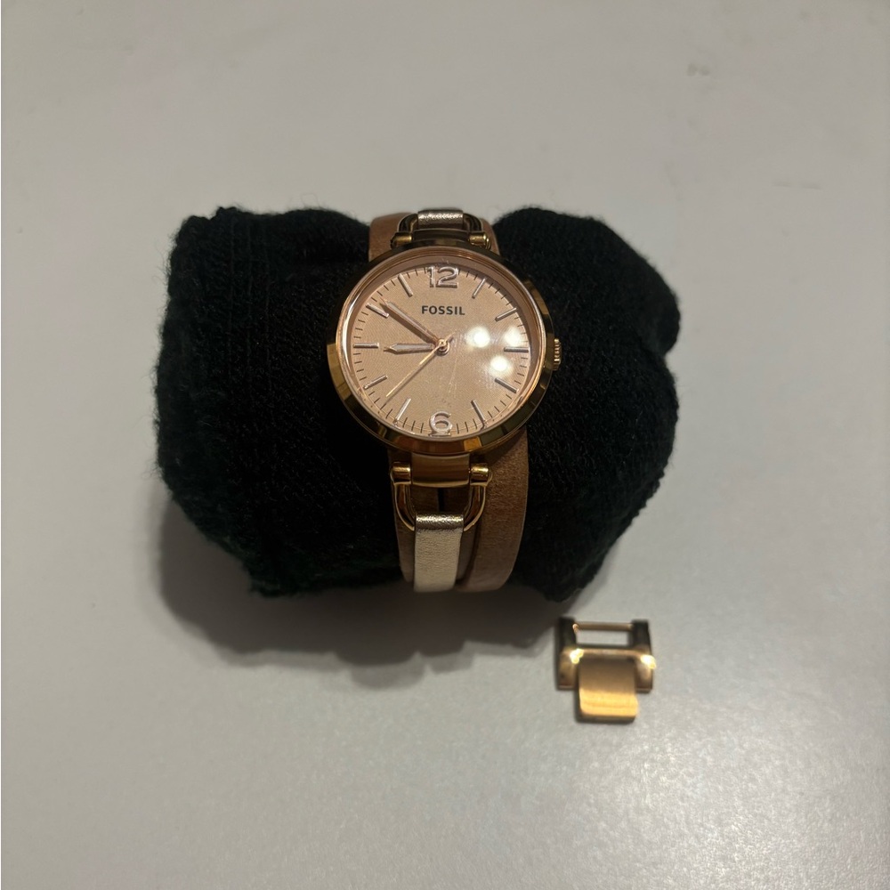 Fossil Rose Gold and Tan Two-Tone Women's Watch